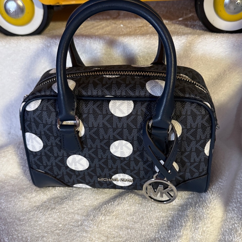 Michael Kors Navy and White Dot Handbag